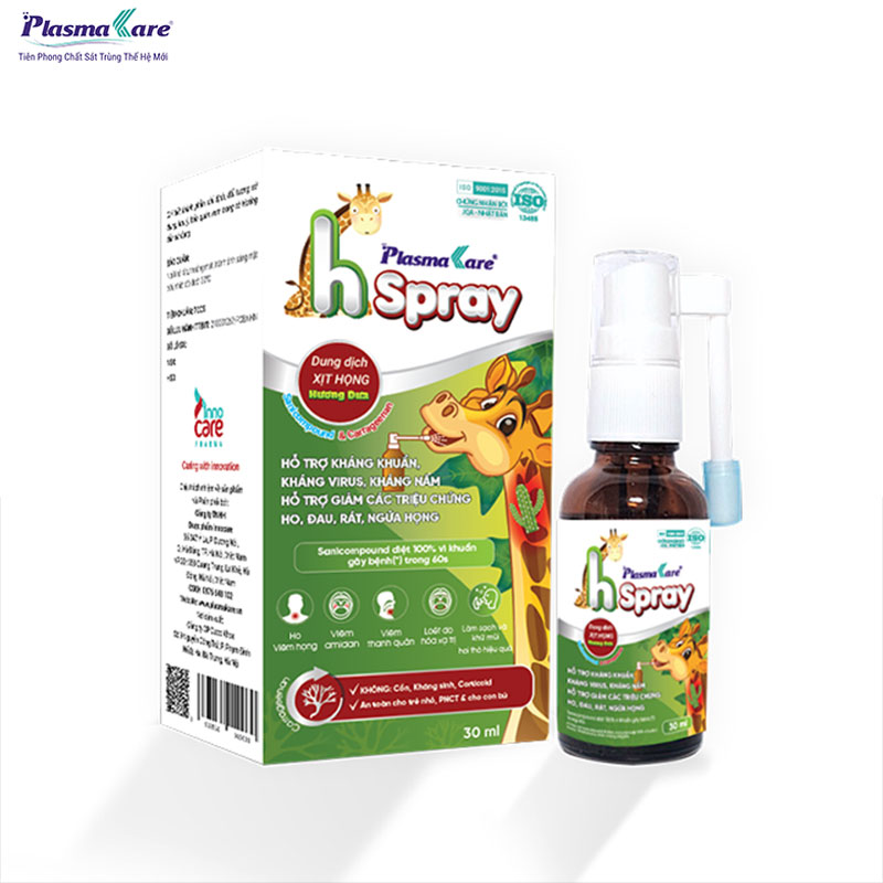 Xịt họng PlasmaKare H - Spray, kháng khuẩn, kháng virus, giảm ho, rát họng, phục hồi niêm mạc