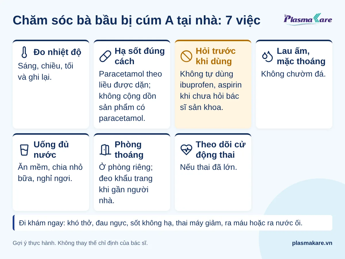 Bảy việc chăm sóc bà bầu bị cúm A tại nhà: đo nhiệt, uống nước, nghỉ
